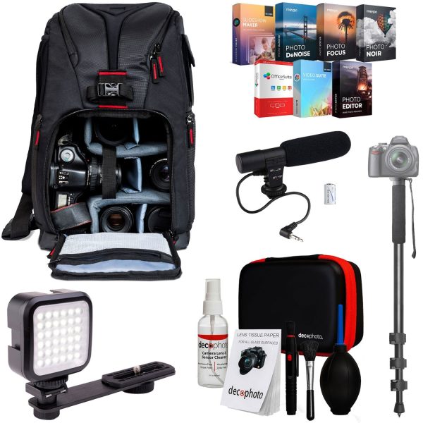 Deco Gear Pro Mobile Video Elite Bundle | Sling Backpack,Shotgun Mic,Video Light & More Fashion