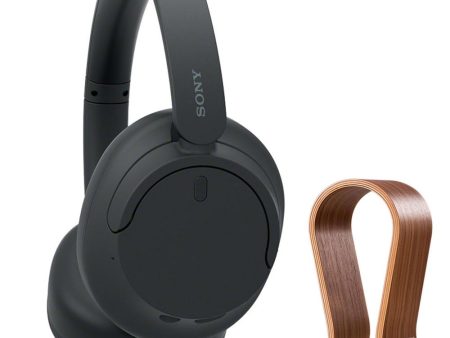 Sony Wireless Noise Cancelling Headphone, Black with Wood Headphone Display Stand Online Hot Sale