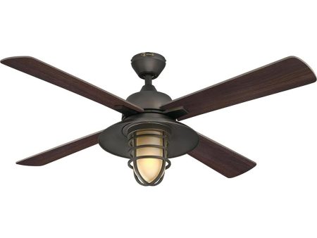 Westinghouse 7307100 Porto, Craftsman-Style LED Ceiling Fan w  Light, 52 Inch, Black-Bronze For Sale