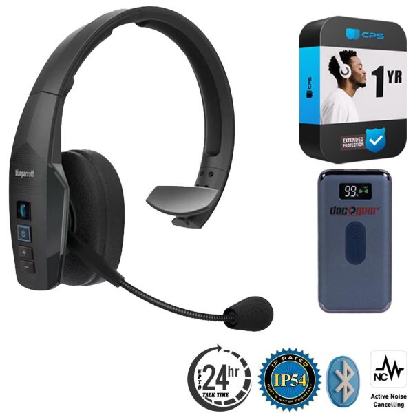 BlueParrott B450-XT Wireless Bluetooth Mono Headset + Power Bank +Protection Pack Fashion