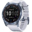 Garmin Fenix 7X Sapphire Solar Smartwatch Blue w  White Band + 2 Year Warranty For Sale