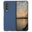 For Samsung Galaxy Z Fold4 5G Anti-drop Phone Case Carbon Fiber Texture Case PU Leather Coated PC Mobile Phone Protective Cover Hot on Sale