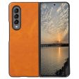 For Samsung Galaxy Z Fold4 5G Anti-Scratch Textured Leather Coated PC+TPU Back Case Shock Absorption Slim Non-Slip Shell For Cheap