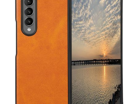 For Samsung Galaxy Z Fold4 5G Anti-Scratch Textured Leather Coated PC+TPU Back Case Shock Absorption Slim Non-Slip Shell For Cheap