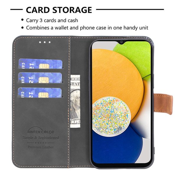 BINFEN COLOR BF Leather Case Series-7 for Samsung Galaxy A13 4G, Folio Flip Style 11 Scratch-Proof Touch Skin PU Leather Splicing Wallet Stand Case Fashion