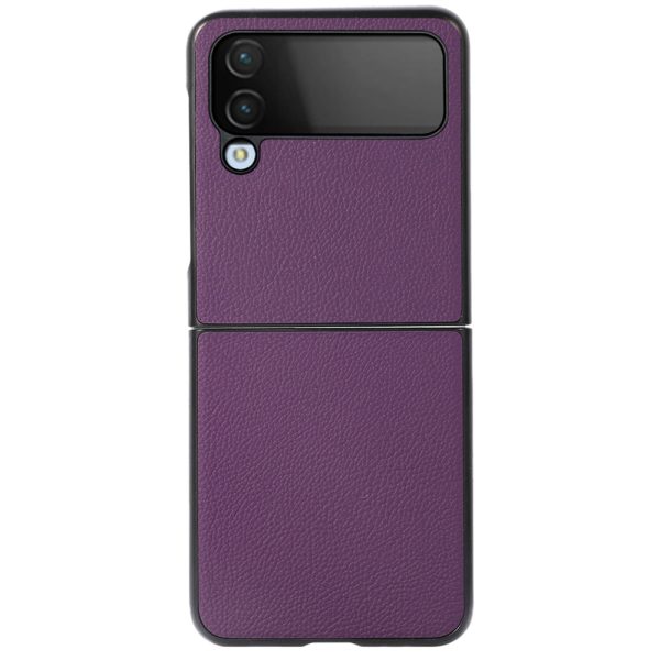 For Samsung Galaxy Z Flip4 5G Litchi Texture Shockproof Phone Case Genuine Leather Coated TPU+PC Drop Protection Back Cover Fashion