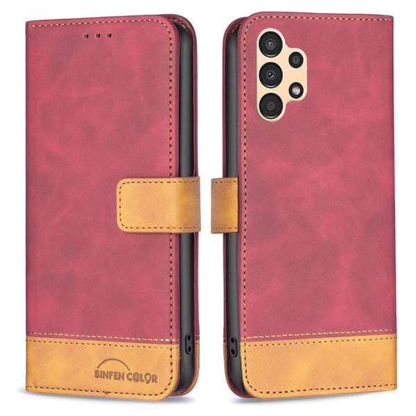 BINFEN COLOR BF Leather Case Series-7 for Samsung Galaxy A13 4G, Folio Flip Style 11 Scratch-Proof Touch Skin PU Leather Splicing Wallet Stand Case Fashion