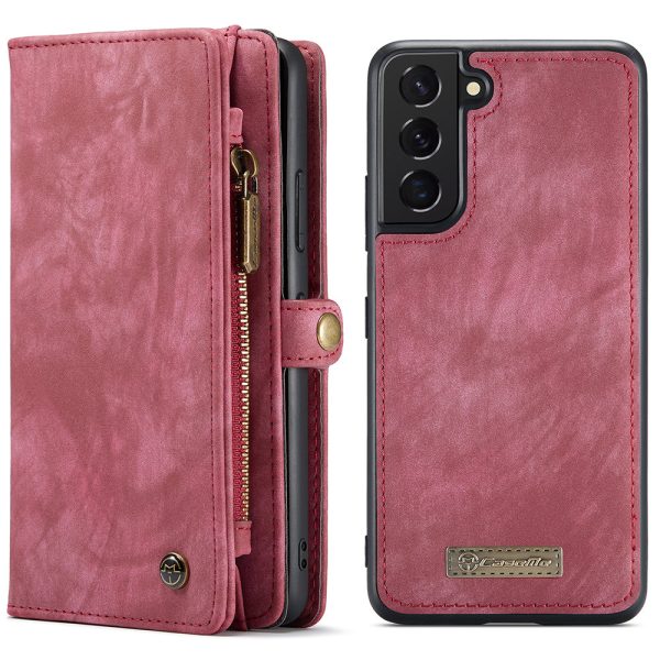 CASEME 008 Series for Samsung Galaxy S22 5G Shockproof Split Leather Detachable 2-in-1 Phone Case Multifunctional Anti-fall Wallet Stand Shell on Sale