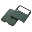 For Samsung Galaxy Z Flip4 5G Litchi Texture Genuine Leather Phone Case TPU+PC Hybrid Shock-Absorption Shell Sale