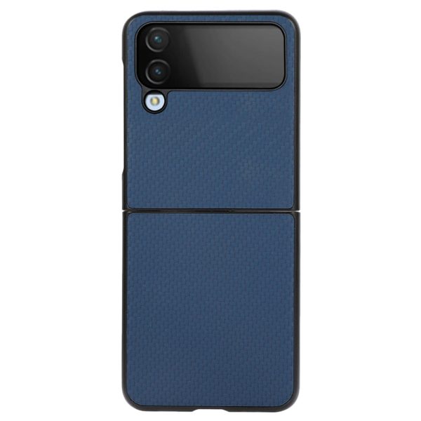 For Samsung Galaxy Z Flip4 5G Carbon Fiber Texture Phone Shell PU Leather Coated Hard PC+Soft TPU Shock-Absorption Cover Fashion