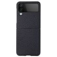 For Samsung Galaxy Z Flip4 5G Litchi Texture Genuine Leather Phone Case TPU+PC Hybrid Shock-Absorption Shell Sale