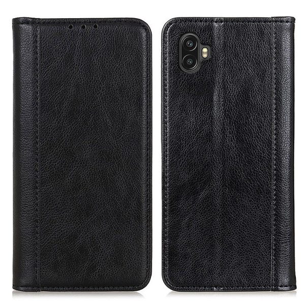 For Samsung Galaxy Xcover 6 Pro Magnetic Auto-absorbed Split Leather Stand Flip Cover TPU Shockproof Interior Litchi Texture Wallet Phone Case on Sale