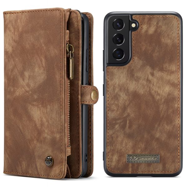 CASEME 008 Series for Samsung Galaxy S22 5G Shockproof Split Leather Detachable 2-in-1 Phone Case Multifunctional Anti-fall Wallet Stand Shell on Sale