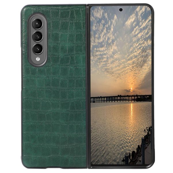 For Samsung Galaxy Z Fold4 5G PU Leather Case Coated PC + TPU Anti-Scratch Phone Case Crocodile Texture Protective Cover Online now