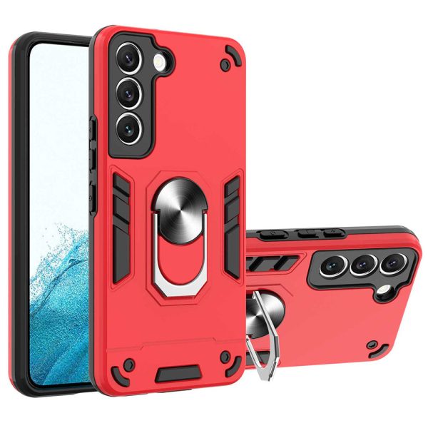 YB PC Series-1 for Samsung Galaxy S22 5G Case Ring Magnetic Kickstand PC + TPU Dual Layer Shock Absorption Protective Phone Cover For Sale