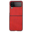 For Samsung Galaxy Z Flip4 5G Back Cover Textured Leather Hard PC Back+Soft TPU Frame Shockproof Phone Shell For Discount