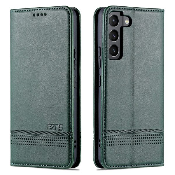 AZNS Magnetic Auto-absorbed Full Protection Phone Cover PU Leather Stand Wallet Phone Case for Samsung Galaxy S22+ 5G Online now