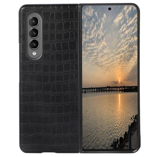 For Samsung Galaxy Z Fold4 5G PU Leather Case Coated PC + TPU Anti-Scratch Phone Case Crocodile Texture Protective Cover Online now