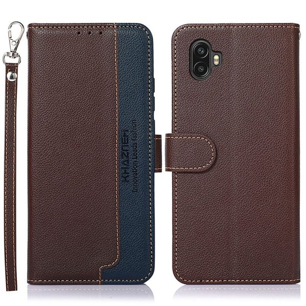 KHAZNEH For Samsung Galaxy Xcover 6 Pro RFID Blocking Litchi Texture PU Leather Phone Case with Wallet Stand Online now