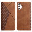 Cellphone Cover Skin-touch Feeling Rhombus Imprinting Magnetic Auto-absorbed PU Leather Case Stand Wallet for Samsung Galaxy A13 4G   A13 4G LTE Cheap