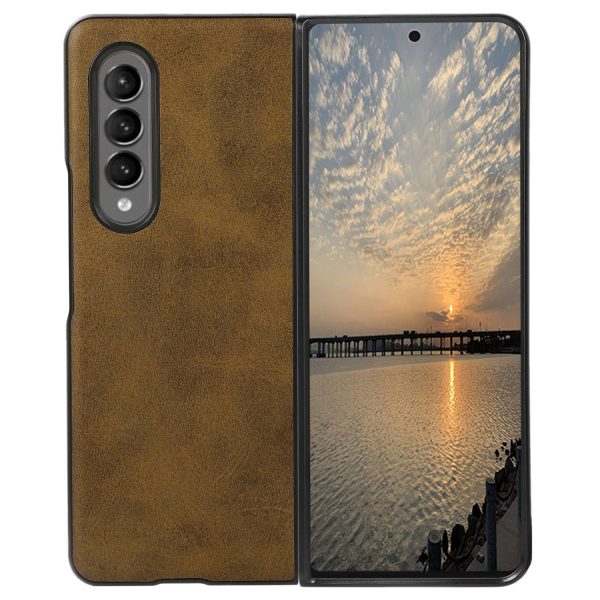 For Samsung Galaxy Z Fold4 5G Anti-Scratch Textured Leather Coated PC+TPU Back Case Shock Absorption Slim Non-Slip Shell For Cheap