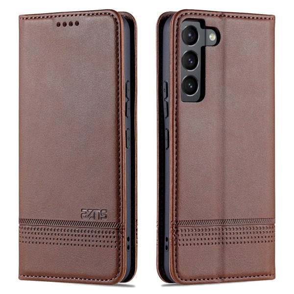 AZNS Magnetic Auto-absorbed Full Protection Phone Cover PU Leather Stand Wallet Phone Case for Samsung Galaxy S22+ 5G Online now