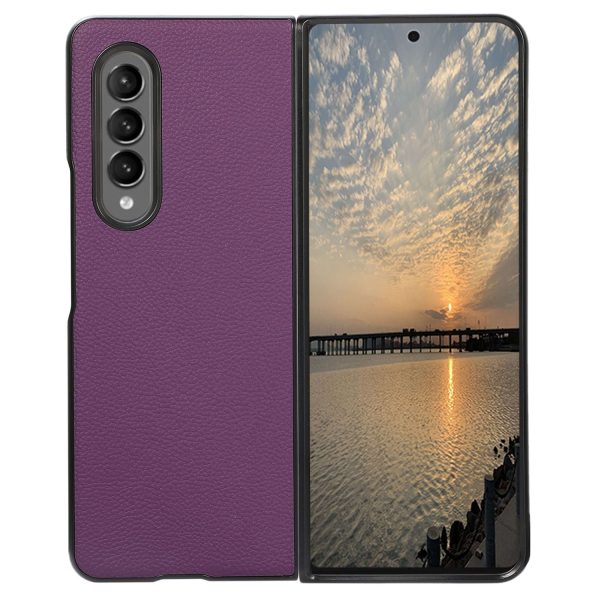 For Samsung Galaxy Z Fold4 5G Litchi Texture Phone Case Genuine Leather Coated TPU + PC Protection Back Cover For Discount