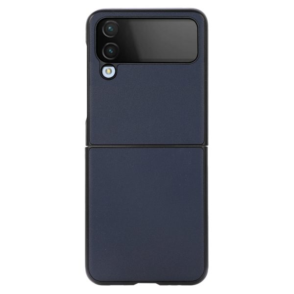 For Samsung Galaxy Z Flip4 5G Textured Genuine Leather Coated TPU+PC Hybrid Case Non-Slip Grip Folding Cover Online now