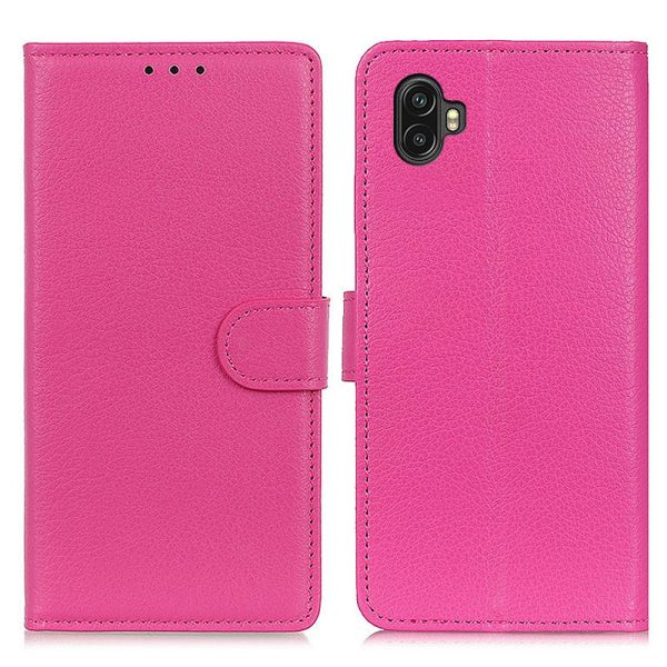 For Samsung Galaxy Xcover 6 Pro Litchi Texture PU Leather Wallet Case Drop-proof Phone Cover with Foldable Stand Cheap