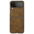 For Samsung Galaxy Z Flip4 5G Back Cover Textured Leather Hard PC Back+Soft TPU Frame Shockproof Phone Shell For Discount