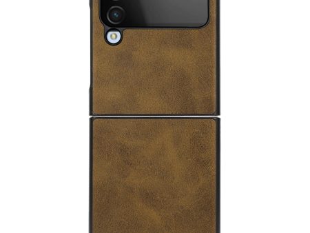 For Samsung Galaxy Z Flip4 5G Back Cover Textured Leather Hard PC Back+Soft TPU Frame Shockproof Phone Shell For Discount