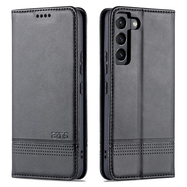 AZNS Magnetic Auto-absorbed Full Protection Phone Cover PU Leather Stand Wallet Phone Case for Samsung Galaxy S22+ 5G Online now