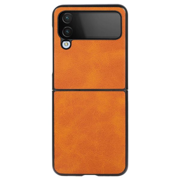 For Samsung Galaxy Z Flip4 5G Back Cover Textured Leather Hard PC Back+Soft TPU Frame Shockproof Phone Shell For Discount