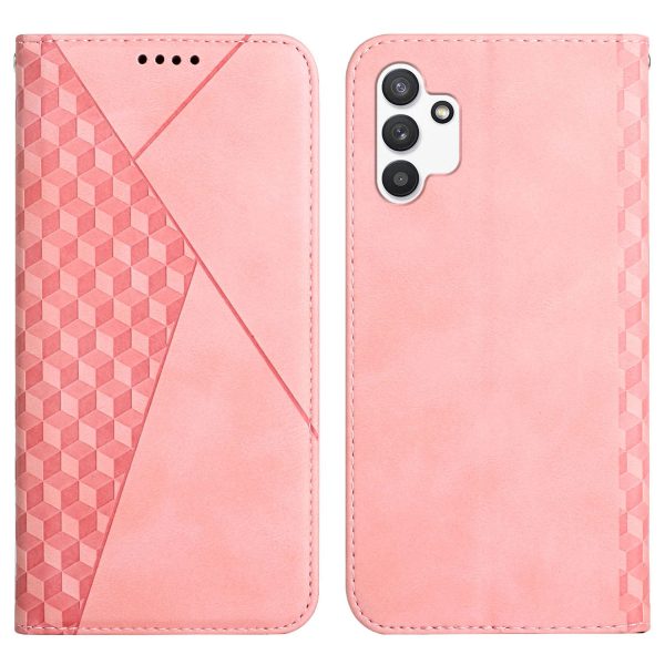 Cellphone Cover Skin-touch Feeling Rhombus Imprinting Magnetic Auto-absorbed PU Leather Case Stand Wallet for Samsung Galaxy A13 4G   A13 4G LTE Cheap