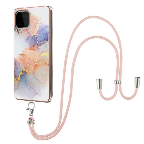 Anti-Scratch IMD IML Marble Flower Pattern Soft TPU Phone Case with Lanyard for Samsung Galaxy A22 4G (EU Version) Supply