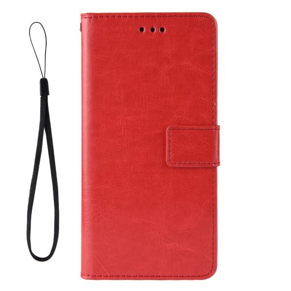 Crazy Horse Texture Leather Wallet Full Protective Phone Case Shell with Stand for Samsung Galaxy A03s (166.5 x 75.98 x 9.14mm)- Red Sale