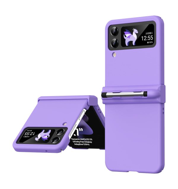 For Samsung Galaxy Z Flip4 5G   Z Flip3 5G Phone Case Folding Phone Cover Anti-drop Rubberized PC Phone Case with Pen For Cheap