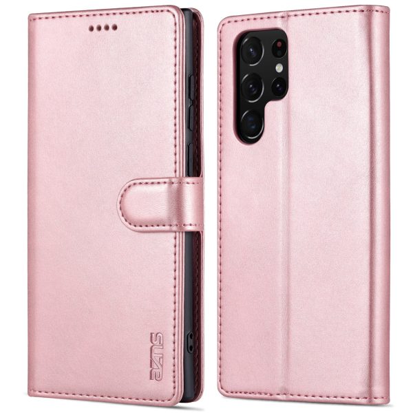 AZNS PU Leather Folio Flip Protective Cover Stand Wallet Magnetic Closure TPU Inner Case for Samsung Galaxy S22 Ultra 5G Online Sale