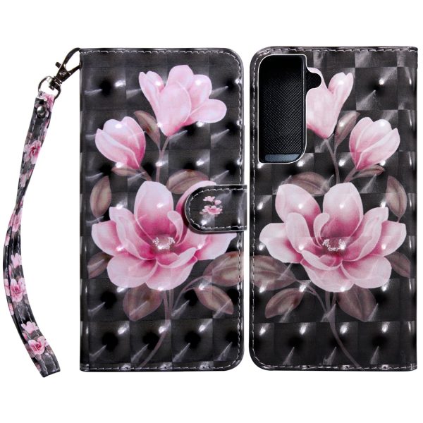 3D Creative Pattern Printing PU Leather Folio Flip Wallet Case Stand Magnetic Closure Cover with Strap for Samsung Galaxy S22 5G on Sale