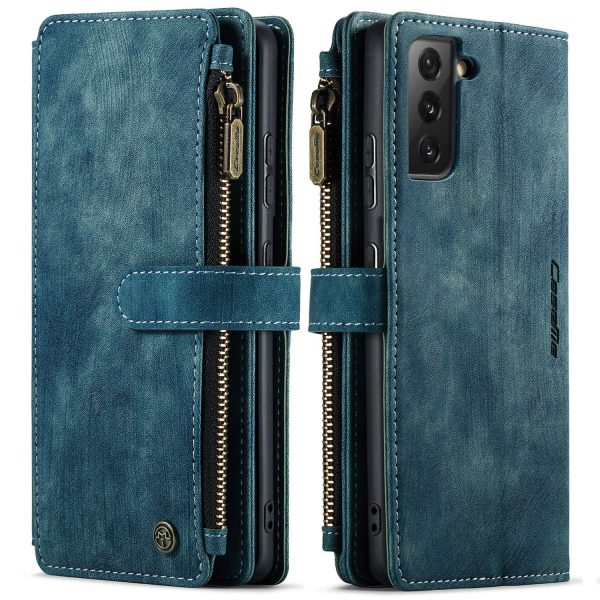 CASEME C30 Series Zipper Pocket Shockproof PU Leather Wallet Case Phone Cover with 10 Card Slots for Samsung Galaxy S21 4G 5G For Cheap