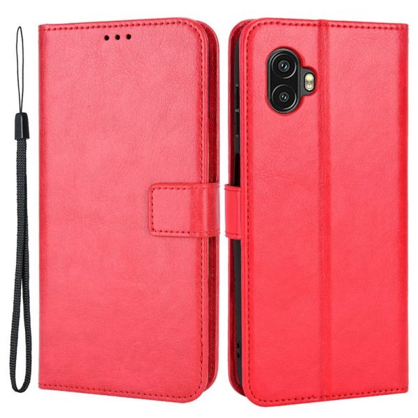 Crazy Horse Texture Case for Samsung Galaxy Xcover6 Pro 5G, Adjustable Stand PU Leather Phone Cover with Wallet Online now