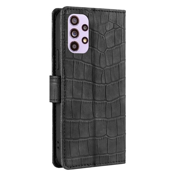 Anti-fingerprint Fashionable Cell Phone Covering PU Leather Crocodile Texture Shockproof Phone Case Wallet for Samsung Galaxy A33 5G Online now