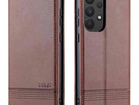 AZNS For Samsung Galaxy A73 5G Foldable Stand Textured Leather Phone Case Magnetic Auto-absorbed Anti-fall Protector with Wallet For Sale