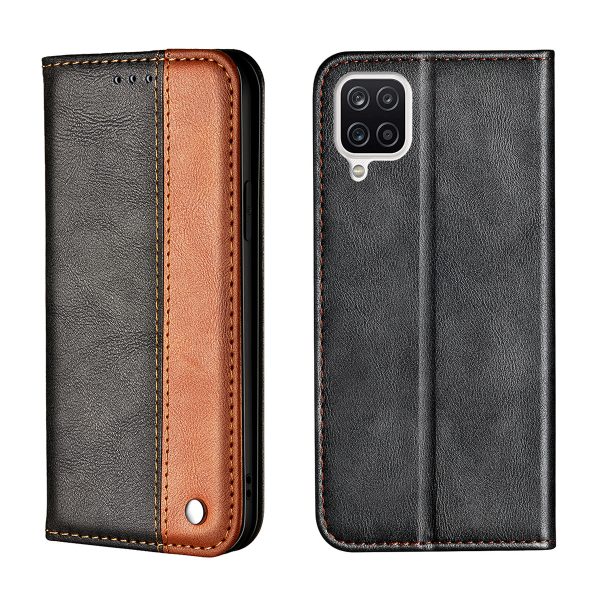 Color Splicing Business Style Card Holder Leather Protector for Samsung Galaxy A12 Stand Case For Sale