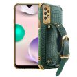 For Samsung Galaxy A33 5G Phone Protection Shell Wristband Kickstand Crocodile Texture Electroplating Precise Cutout PU Leather Coated TPU Anti-shock Phone Case Online Hot Sale