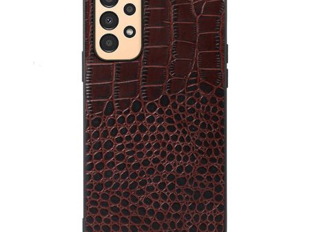 Crocodile Texture Genuine Cowhide Leather Phone Back Case for Samsung Galaxy A13 4G, Anti-Fingerprint Good Touch Hybrid Bottom Case Supply