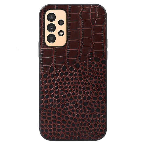 Crocodile Texture Genuine Cowhide Leather Phone Back Case for Samsung Galaxy A13 4G, Anti-Fingerprint Good Touch Hybrid Bottom Case Supply