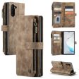 CASEME C30 Series for Samsung Galaxy Note 10 Supporting Stand Design Fall Proof PU Leather Phone Case Zipper Pocket Wallet Phone Cover Fashion