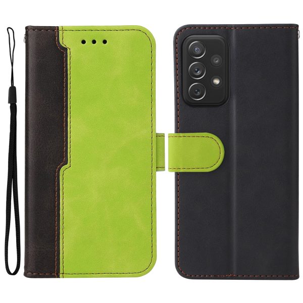 Business Style Color Splicing Phone Case Stand Wallet All-inclusive Protection PU Leather Cover with Strap for Samsung Galaxy A73 5G Online Hot Sale