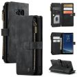 CASEME C30 Series for Samsung Galaxy S8 Zipper Pocket Wallet Case PU Leather Foldable Stand Phone Shell with Multiple Card Slots For Discount